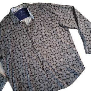 Society of Threads Long Sleeve Dress Shirt Men's XXL Blk/White Geometric Print